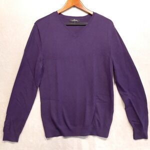 Marc Anthony Mens V-Neck Cotton Cashmere Sweater Sz.M/Purple/Pullover/Modern